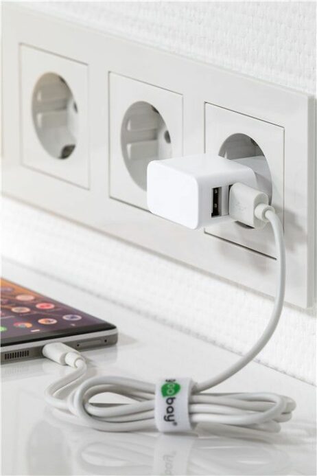 Spennubreytir með 2 USB tengi, 2,4 Amp hvítur - 44952 - Image 3