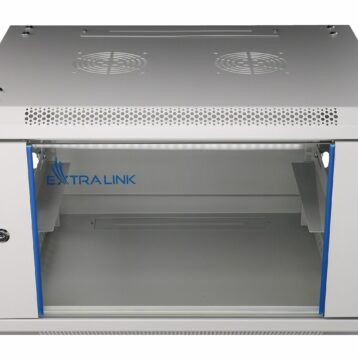 19" skápur 9U 600x450 með glerhurð, EXASPA-6409G