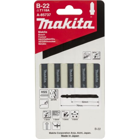 Makita stingsagarblöð fyrir málm, 5 stk B-22  - A-85737