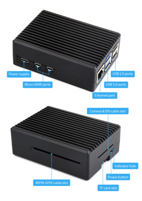 Raspberry Pi 5 kassi úr áli með viftu - RPI5-Case-Waveshare - Image 3