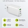 Hleðslutæki með 2xUSB-C og 1xUSB-A - 65W, hvítt - 65408 - Image 5