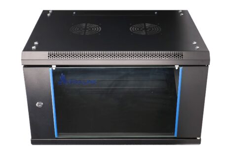 19" skápur 6U 600x450 með glerhurð, svartur - EXASPA-6406B - Image 2
