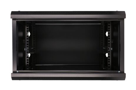 19" skápur 6U 600x450 með glerhurð, svartur - EXASPA-6406B - Image 3