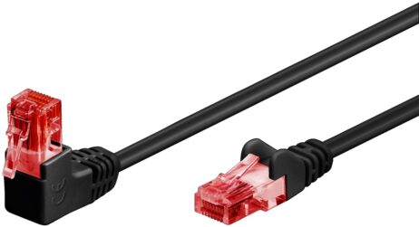 Netkapall 2 m. Cat6 - svört með vinkli - 51516