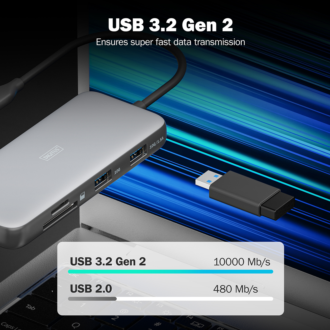 Digitus USB-C í HDMI, 3XUSB3, RJ45, SD og PCE  - DA-70914 - Image 4
