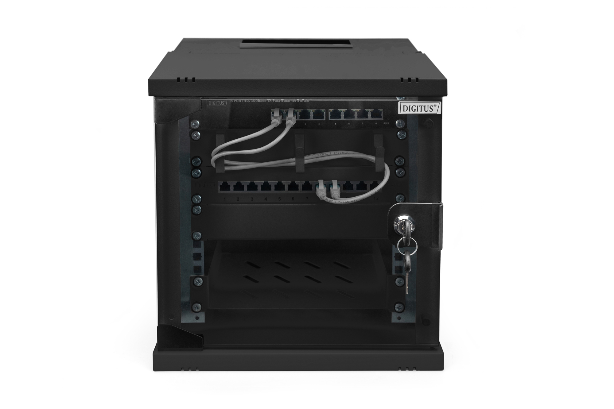 10" skápur 6U með glerhurð, svartur - DN-49101 - Image 2