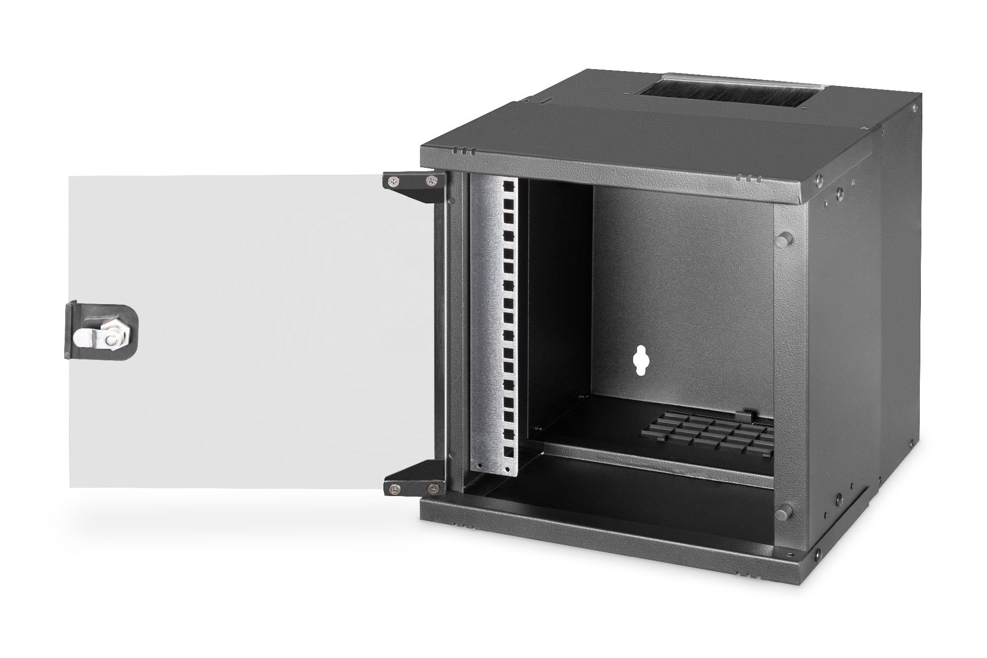 10" skápur 6U með glerhurð, svartur - DN-49101 - Image 5