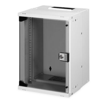 10" skápur 9U með glerhurð, grár - DN-49102