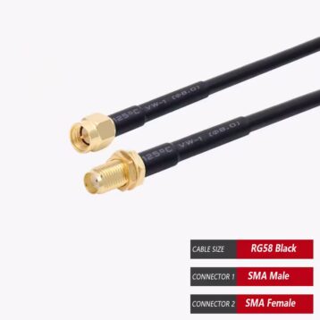 Kapall fyrir 4/5G loftnet, framlenging 1 meter - RG58-1M-SMAF-SMAM