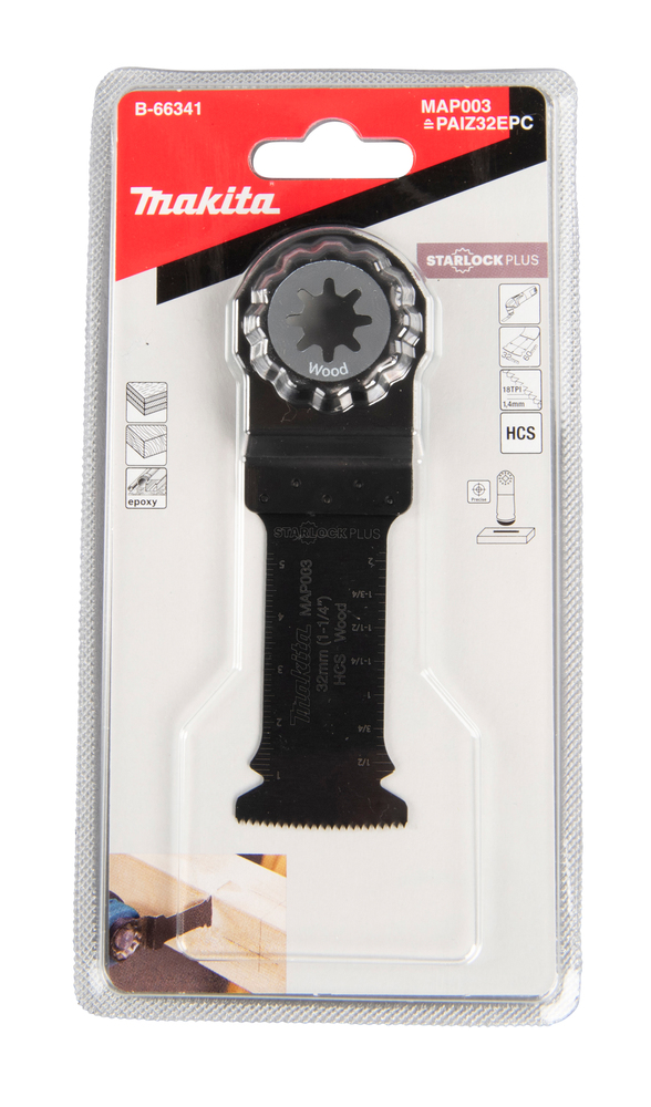 Makita Starlock Plus blað fyrir multisög 32 x 60 mm, hentar fyrir tré - B-66341