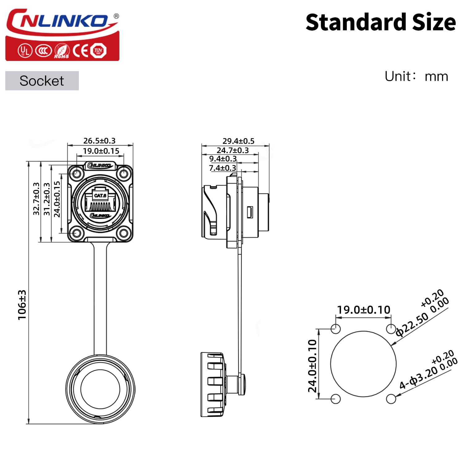 IP68 RJ45 kall tengi á kapal - YM-20-C/RJ45/015/PE-42-002 - Image 9