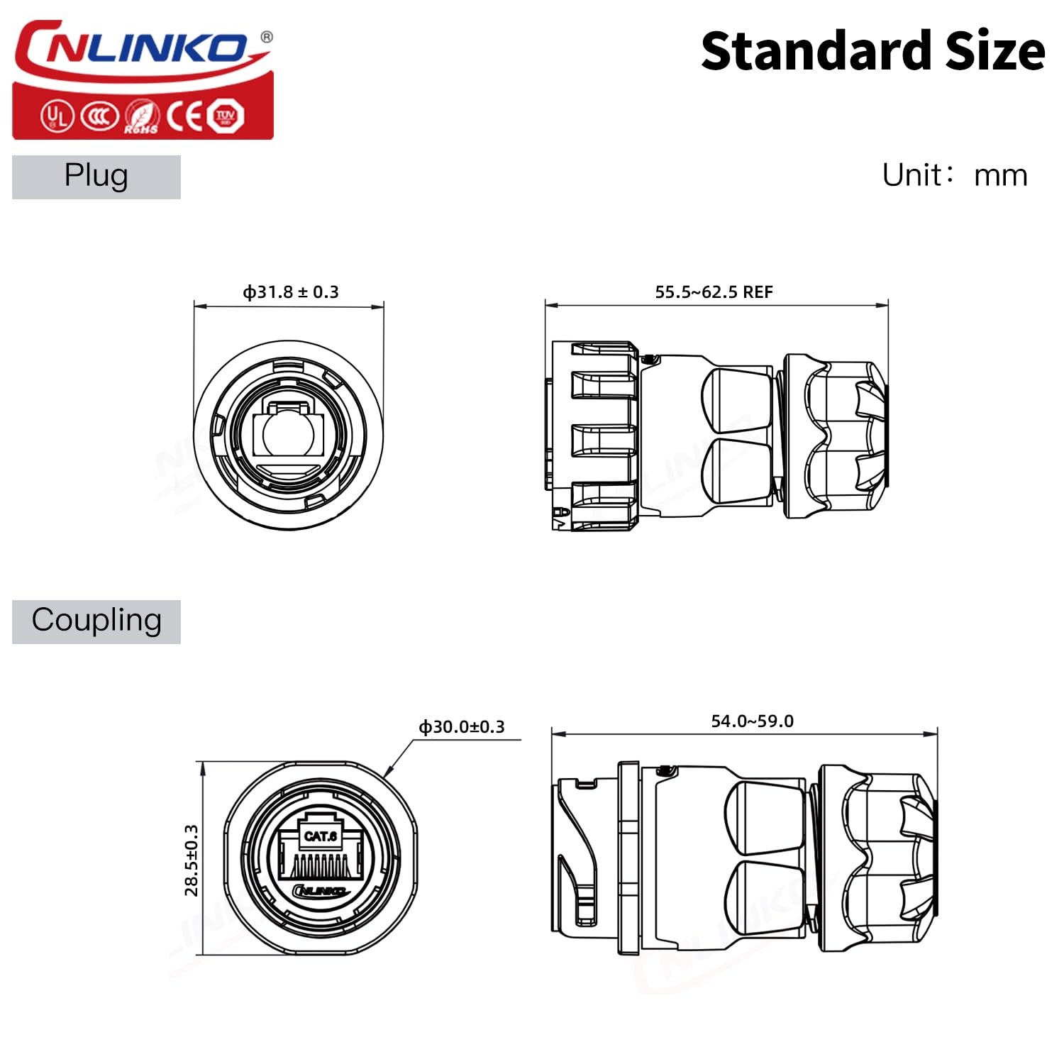 IP68 RJ45 female tengi á kapal - YM-20-J/RJ45/213/PP-42-002 - Image 9
