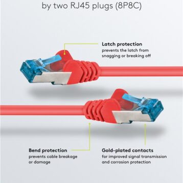 Netkapall 0,5 m. Cat6A S-FTP LSZH Rauður - 93663